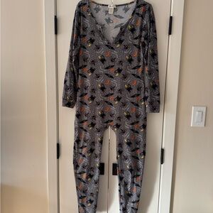 Shosho Gray Halloween Bat and Cat Print Pajama